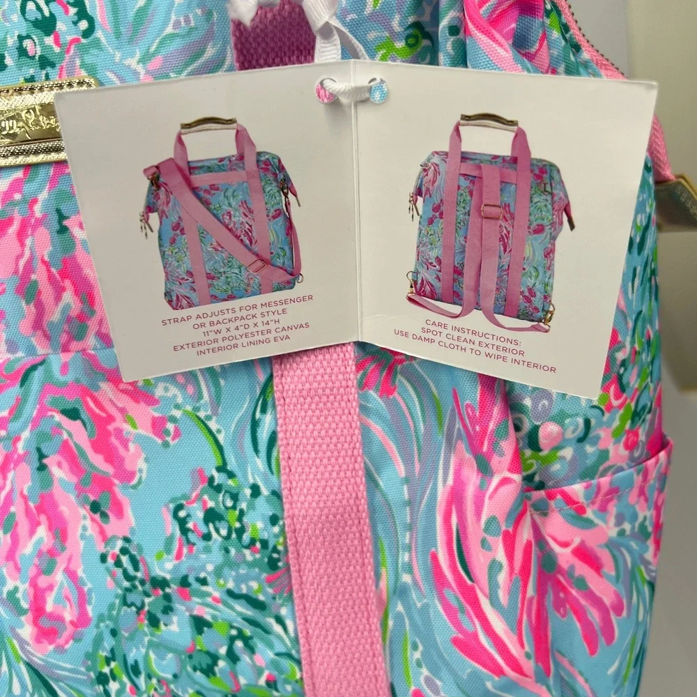 Lilly Pulitzer Backpack Cooler Beach Party Insulated‎ Lunch Box Turquoise Pink